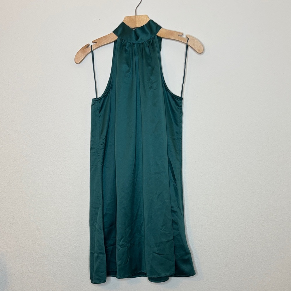 GAP Satin Swing Mini Green Dress